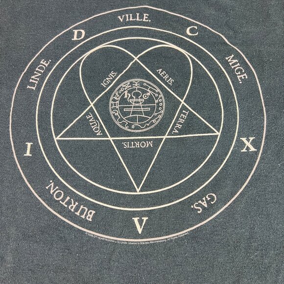 Y2K HIM Band Shirt Men Large Black Dark Light Heartagram Lyrics Double Sided Tee - Picture 2 of 11